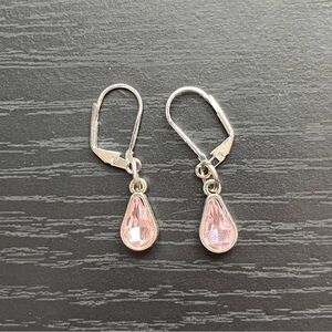 Chic Silver and Pink Teardrop Earrings